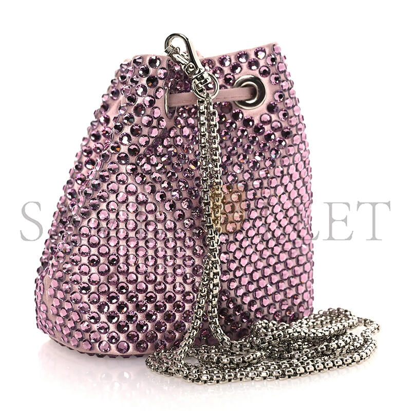 Pra*a satin crystal drawstring mini pouch 1np016 (9*9*6cm)